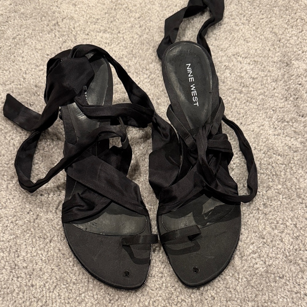 Nine West Black Strappy Heels